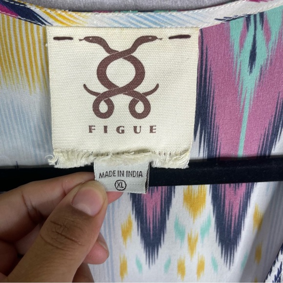 Figue Kalila Ikat Print Silk Crepe De Chine Maxi Dress In Multi Size XL - Picture 5 of 10